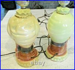 Pair Shawnee Mid Century Blackamoor Nubian ceramic head lamps MCM Genie Alladin