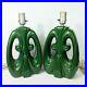 Pair_VTG_MCM_Art_Deco_Green_Ceramic_Table_Lamps_Rewired_Works_Damaged_wire_01_xuss