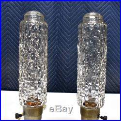 Pair Vintage Art Deco Bullet Boudoir Lamps 1930s Glass in Working Condition