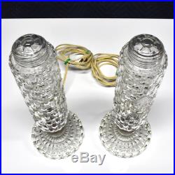 Pair Vintage Art Deco Bullet Boudoir Lamps 1930s Glass in Working Condition