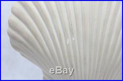 Pair Vintage S & M Ind 1981 Chalkware Clam Shell Table Lamps Art Deco Beach Hote