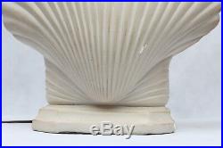 Pair Vintage S & M Ind 1981 Chalkware Clam Shell Table Lamps Art Deco Beach Hote