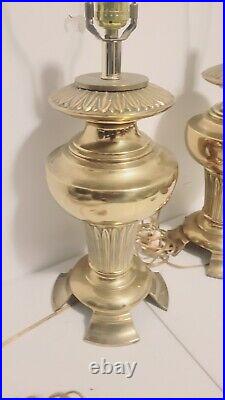Pair Vintage Underwriters Laboratories Heavy Brass Lamps Tier Rounded