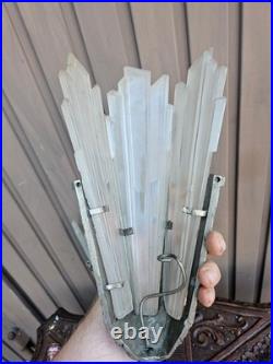 Pair art deco bronze glass disc wall appliques sconces