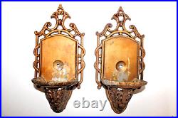 Pair of 1930's After Sunset Lightolier Deco Slip Shade Sconces