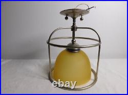 Pair of 1933 Art Deco Industrial Light Domed Glass Lamps Aluminum Rewired 8X11