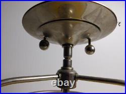 Pair of 1933 Art Deco Industrial Light Domed Glass Lamps Aluminum Rewired 8X11