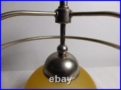 Pair of 1933 Art Deco Industrial Light Domed Glass Lamps Aluminum Rewired 8X11