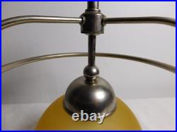 Pair of 1933 Art Deco Industrial Light Domed Glass Lamps Aluminum Rewired 8X11