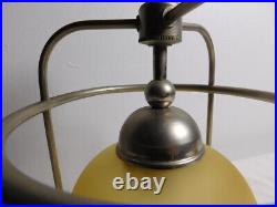 Pair of 1933 Art Deco Industrial Light Domed Glass Lamps Aluminum Rewired 8X11