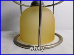 Pair of 1933 Art Deco Industrial Light Domed Glass Lamps Aluminum Rewired 8X11