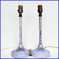 Pair of Antique Art Deco Era Amethyst Faceted Cut Glass Candlestick Lamps 14