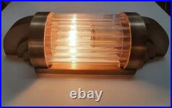 Pair of Antique Art Deco Ship Wall Sconces Brass Glass Rods-Nautical Lamps