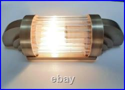 Pair of Antique Art Deco Ship Wall Sconces Brass Glass Rods-Nautical Lamps