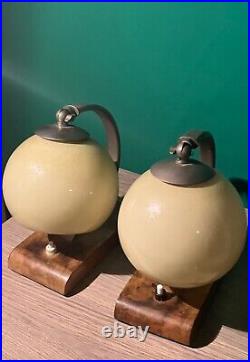 Pair of Art Deco Bedside Lamp 30's Germany Opal Glass