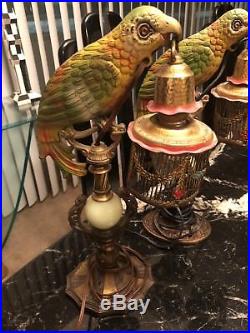 Pair of Art Deco Parrot Antique Lamp 1930s Beautiful