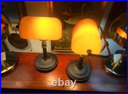 Pair of Art Deco Style Amber Banker's Lamps