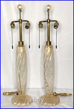Pair of DONGHIA Gilt Murano Twin Table Lamps