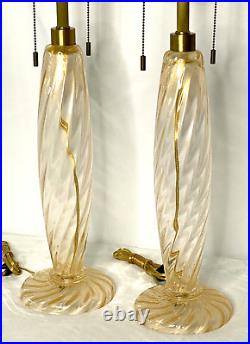 Pair of DONGHIA Gilt Murano Twin Table Lamps