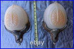 Pair of Lightmaster Slip Shade Art Deco Wall Sconces Lights-as-is-READ