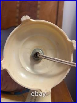 Pair of Rare 1930s Art Deco Skyscraper Boudoir Lamps Blue Satin Glass