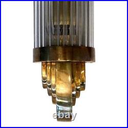 Pair of Vintage Art Deco Brass & Glass Wall Sconces Ship Light Antique Lamps