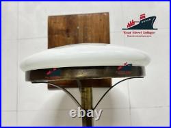 Pair of Vintage Art Deco Brass & Milk Glass Table Lamps Antique Mushroom Shape