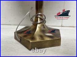 Pair of Vintage Art Deco Brass & Milk Glass Table Lamps Antique Mushroom Shape