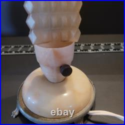 Pair of Vintage Art Deco Bullet Torpedo Skyscraper Boudoir Table Lamps Beige