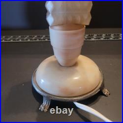 Pair of Vintage Art Deco Bullet Torpedo Skyscraper Boudoir Table Lamps Beige