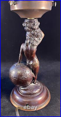 Pair of vintage nude figural Art Deco boudoir lamps