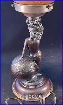 Pair of vintage nude figural Art Deco boudoir lamps