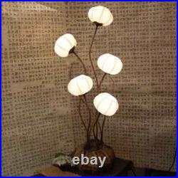 Paper Ball Art Deco White Shade Lantern Asian Table Floor Brown Touch Lamp Light