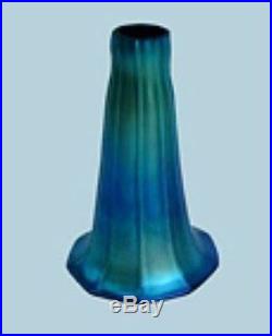 Peacock Blue STANDARD LILY LAMP SHADE Art Nouveau Iridescent Glass Sconce Light