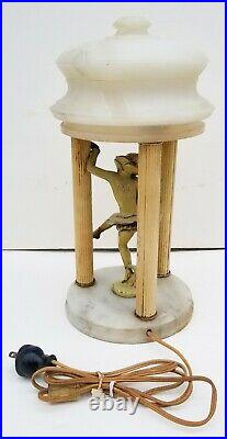 Period Art Deco Lamp Cold Painted Figural Ballerina Alabaster Lorenzl Manner