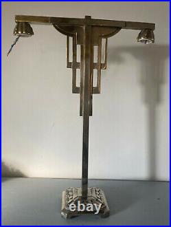 Pied de lampe de table Art déco (1930) à double tulipe métal chromé cf. Noverdy