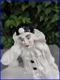 Pierrot Art Deco Lamp White Porcelain Globe Glass Vintage Night Light 1930
