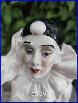 Pierrot Art Deco Lamp White Porcelain Globe Glass Vintage Night Light 1930