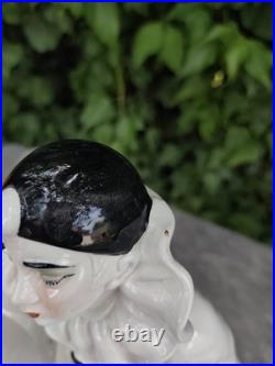 Pierrot Art Deco Lamp White Porcelain Globe Glass Vintage Night Light 1930