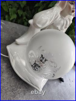 Pierrot Art Deco Lamp White Porcelain Globe Glass Vintage Night Light 1930