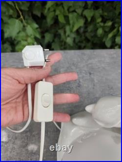 Pierrot Art Deco Lamp White Porcelain Globe Glass Vintage Night Light 1930
