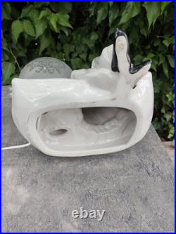 Pierrot Art Deco Lamp White Porcelain Globe Glass Vintage Night Light 1930