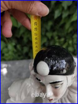 Pierrot Art Deco Lamp White Porcelain Globe Glass Vintage Night Light 1930