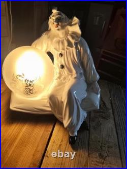Pierrot Art Deco Lamp White Porcelain Globe Glass Vintage Night Light 1930 Pierrot Art Deco Lamp White Porcelain Globe Glass Vintage Night Light 1930