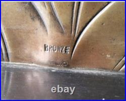 Pretty Art Deco lamp, animal bronze, bird on branch, signed Guy, 1930s