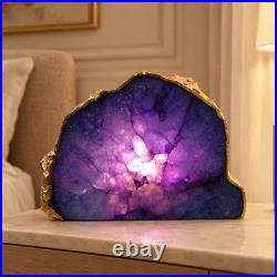 Purple Agate Geode Lamp Natural Crystal Stone Light Luxury Home Decor