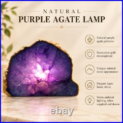 Purple Agate Geode Lamp Natural Crystal Stone Light Luxury Home Decor