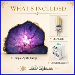 Purple Agate Geode Lamp Natural Crystal Stone Light Luxury Home Decor