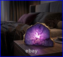 Purple Agate Geode Lamp Natural Crystal Stone Light Luxury Home Decor