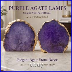 Purple Agate Geode Lamp Natural Crystal Stone Light Luxury Home Decor